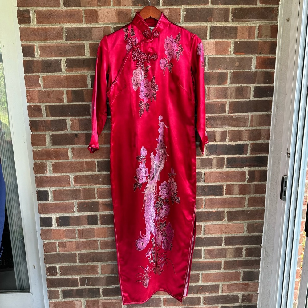 La Parfait Chinese Qibao Traditional Dress 3/4 Sleeve Red Women’s Size Medium
